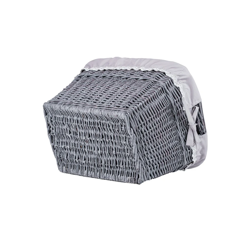 Mivella wicker storage basket with gray trim TheWickerStories