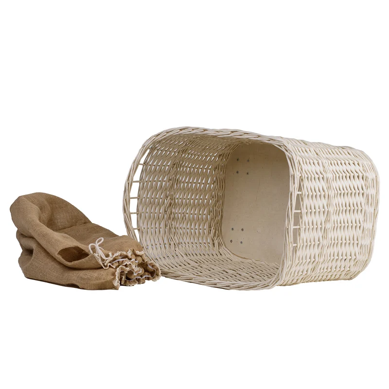 Tivor large, rectangular, mobile storage basket, wicker display basket with jute trim TheWickerStories