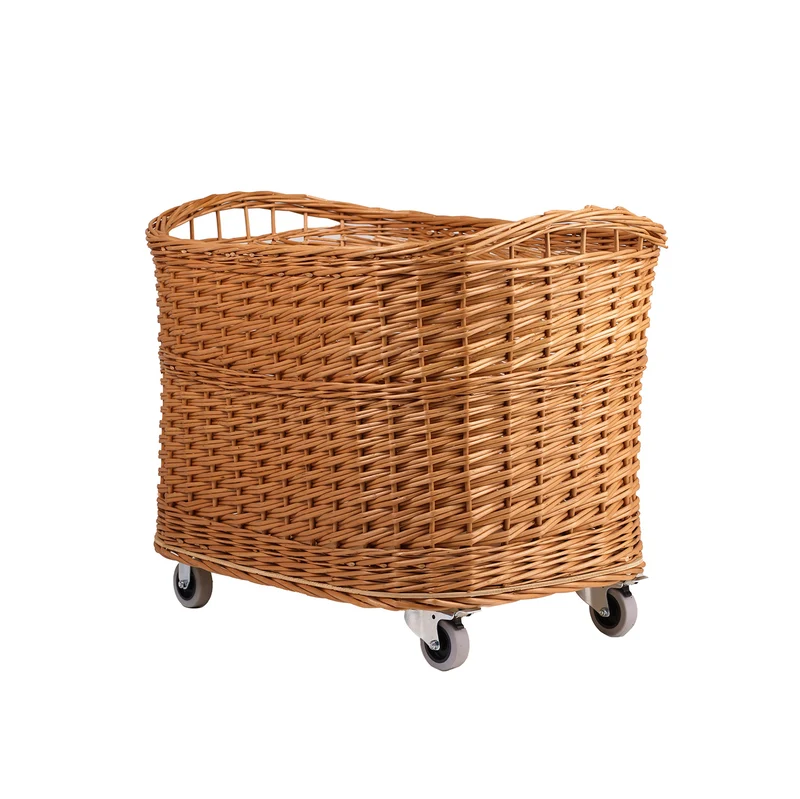 Tivor large, rectangular, mobile storage basket, wicker display basket TheWickerStories