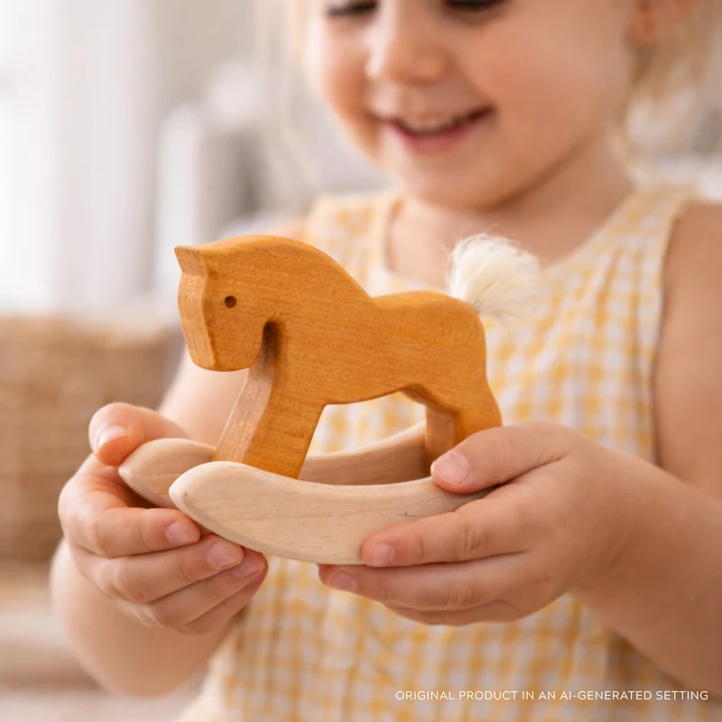 Parvoria wooden rocking horse - natural toy for children TheWickerStories