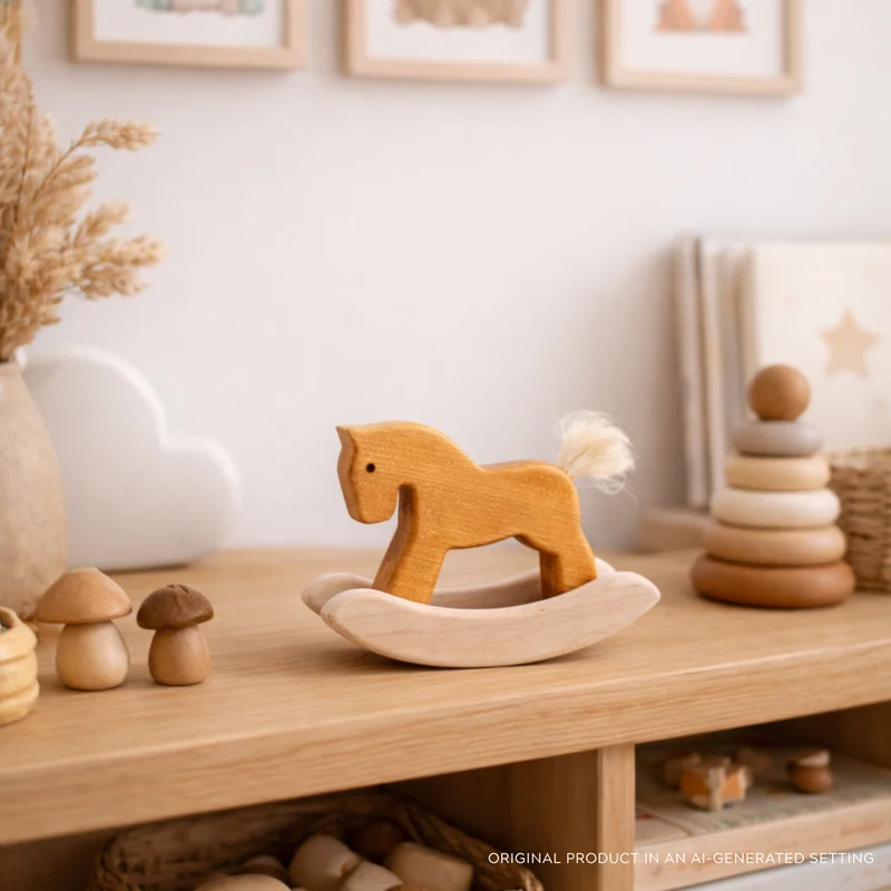 Parvoria wooden rocking horse - natural toy for children TheWickerStories