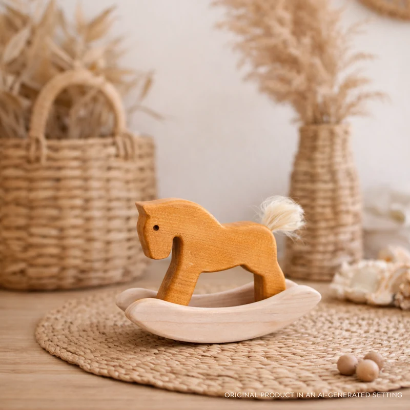 Parvoria wooden rocking horse - natural toy for children TheWickerStories