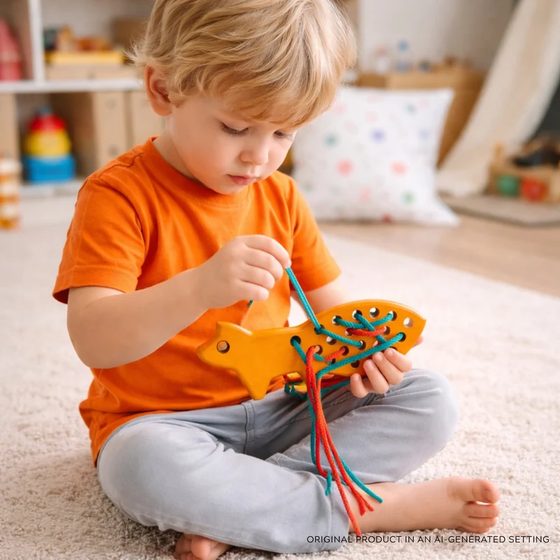 Picea wooden fox - lace-up toy for children TheWickerStories
