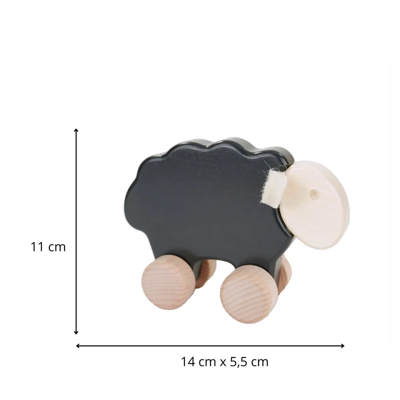 Pratum wooden sheep on wheels – children's toy TheWickerStories