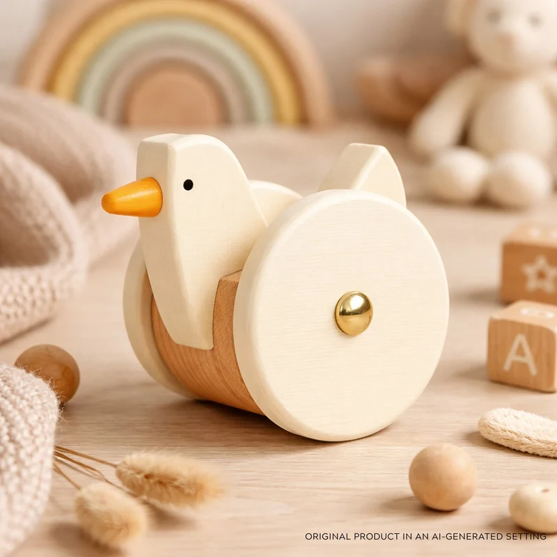 Petra wooden hen on wheels – toy for children TheWickerStories
