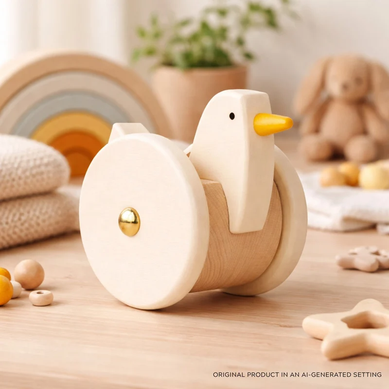 Petra wooden hen on wheels – toy for children TheWickerStories