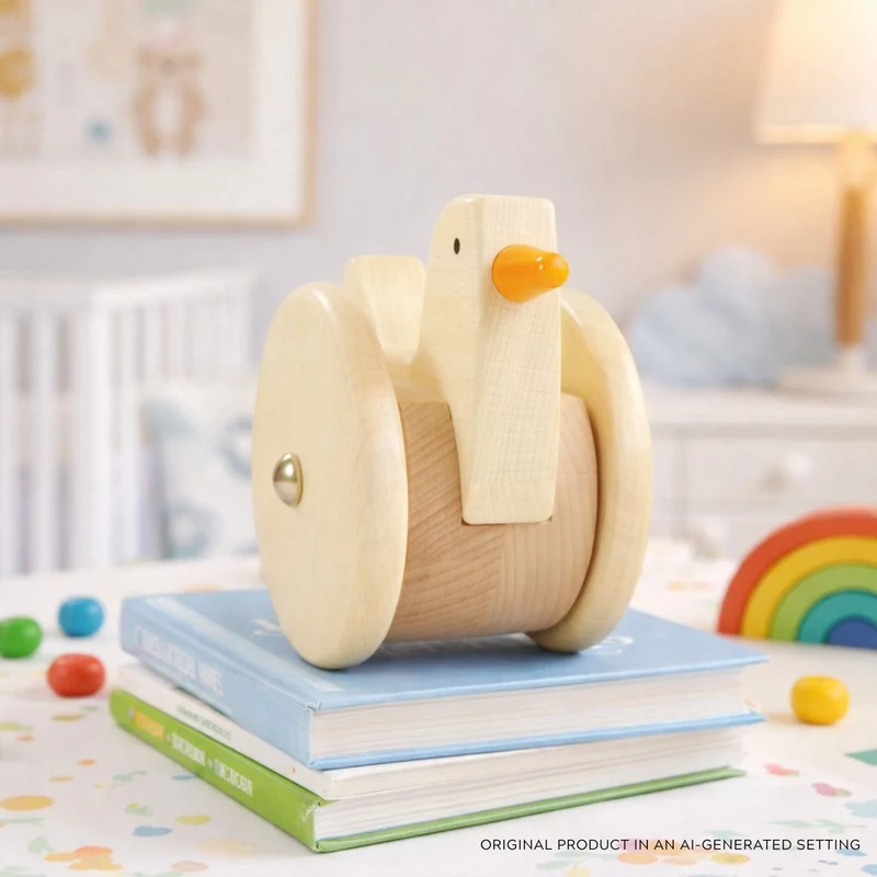 Petra wooden hen on wheels – toy for children TheWickerStories