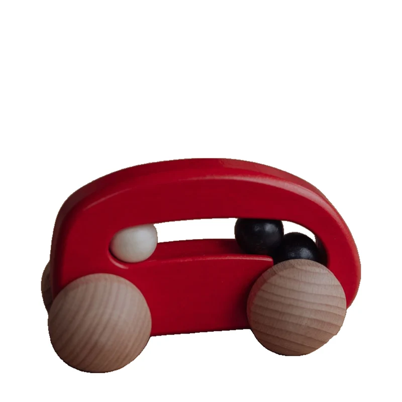 Parvuli wooden car with 3 beads – children's toy TheWickerStories