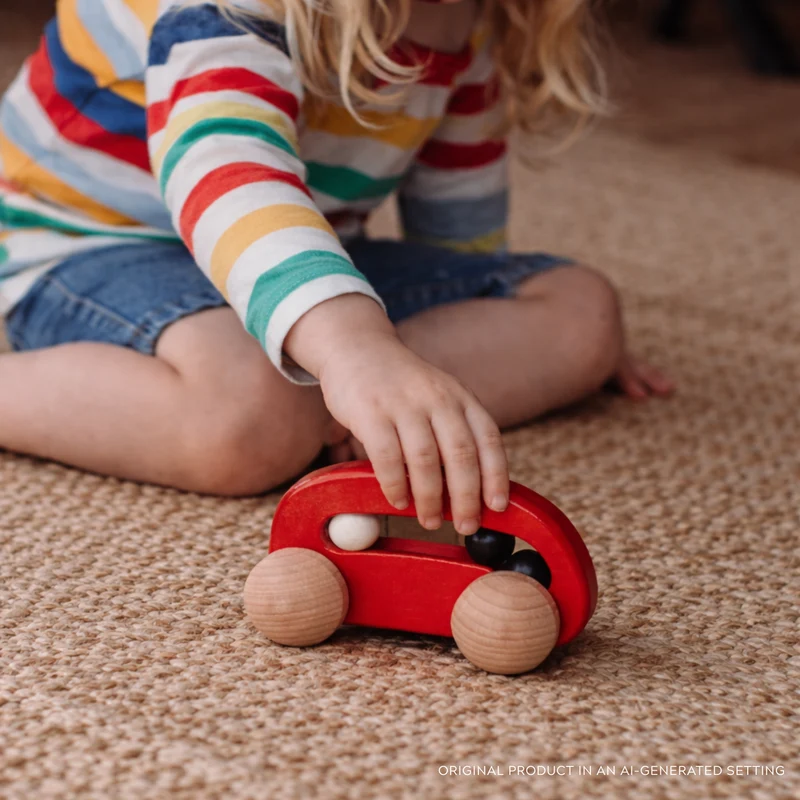 Parvuli wooden car with 3 beads – children's toy TheWickerStories