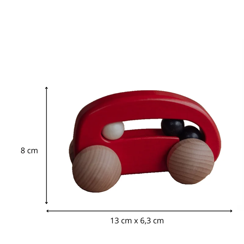 Parvuli wooden car with 3 beads – children's toy TheWickerStories