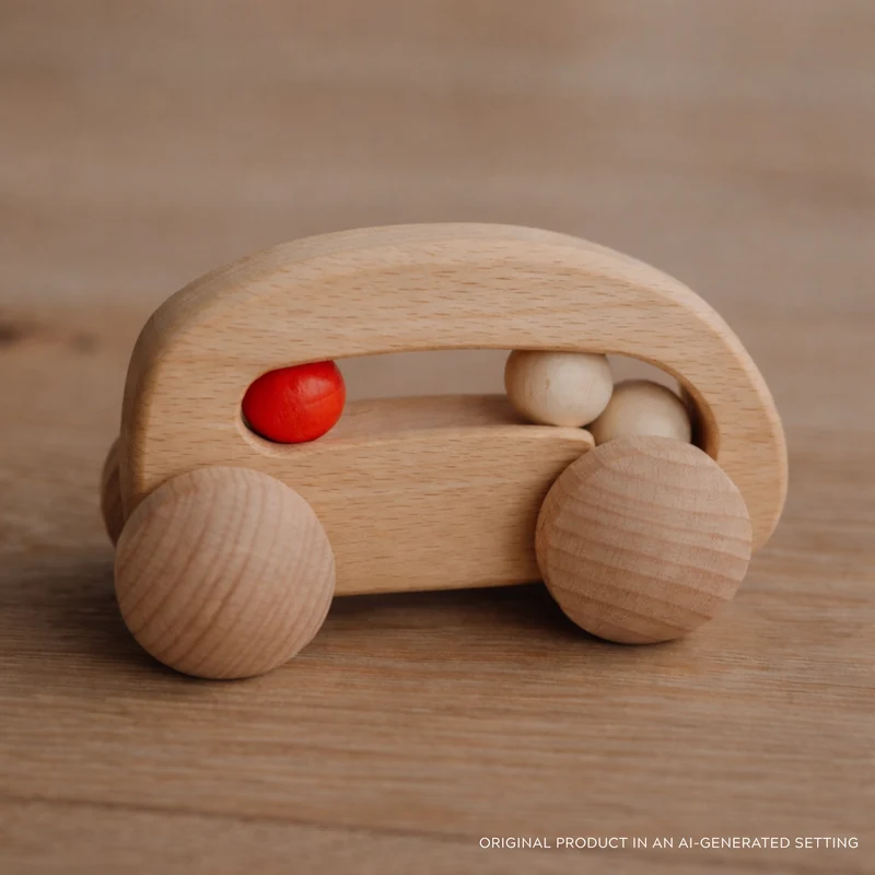 Parvuli wooden car with beads – toy for children by TheWickerStories