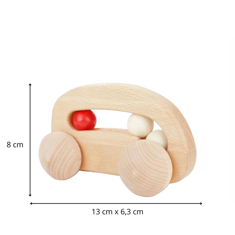 Parvuli wooden car with beads – toy for children by TheWickerStories