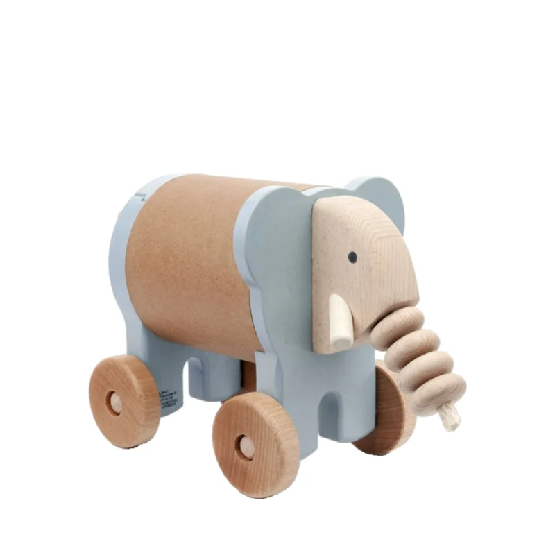 Parvia wooden elephant on wheels – children's toy TheWickerStories