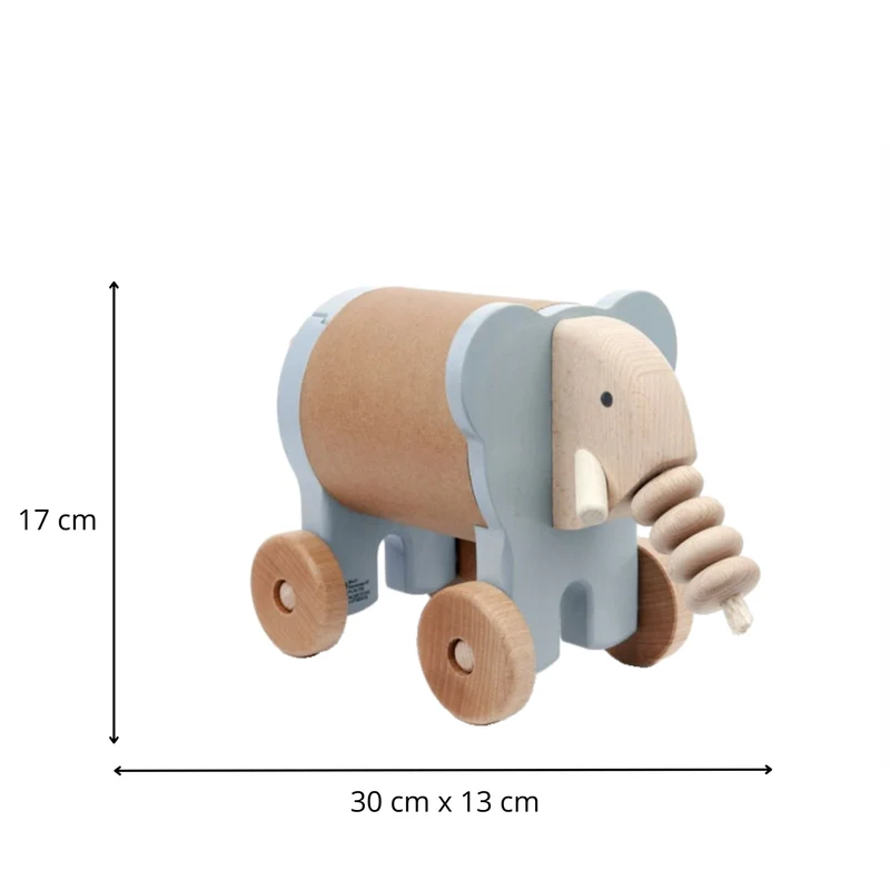 Parvia wooden elephant on wheels – children's toy TheWickerStories