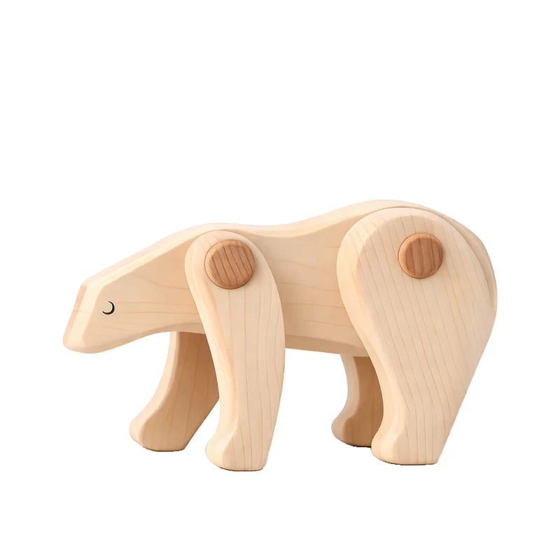 Pinoria wooden polar bear – animal figurine with movable legs TheWickerStories