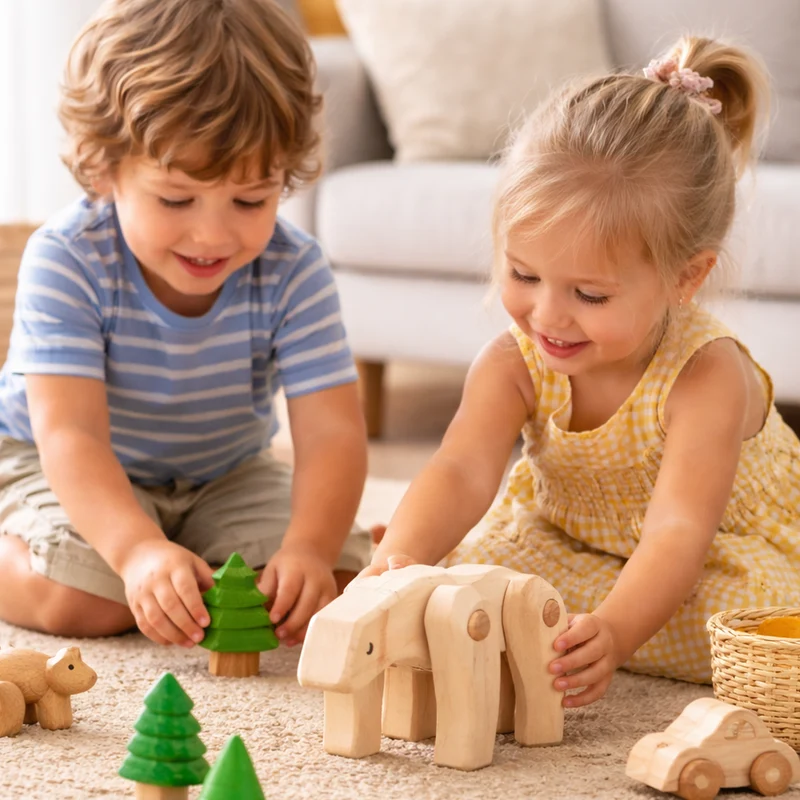 Pinoria wooden polar bear – animal figurine with movable legs TheWickerStories