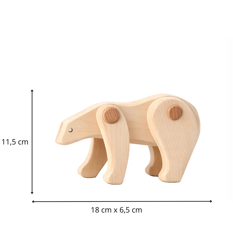 Pinoria wooden polar bear – animal figurine with movable legs TheWickerStories