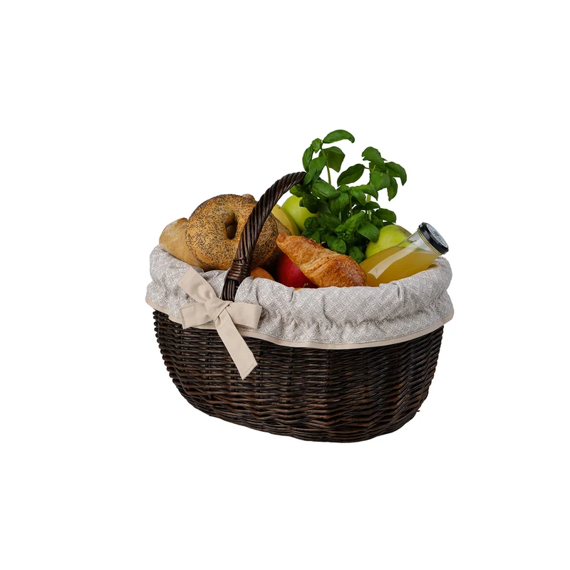 Werburga wicker shopping basket with beige trim and handle by TheWickerStories