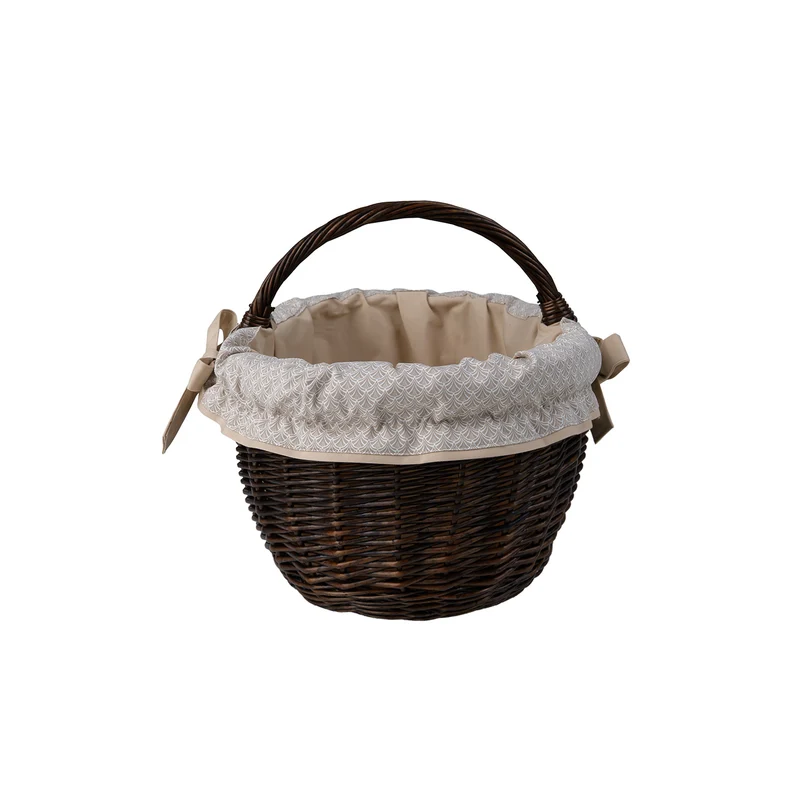 Werburga wicker shopping basket with beige trim and handle by TheWickerStories