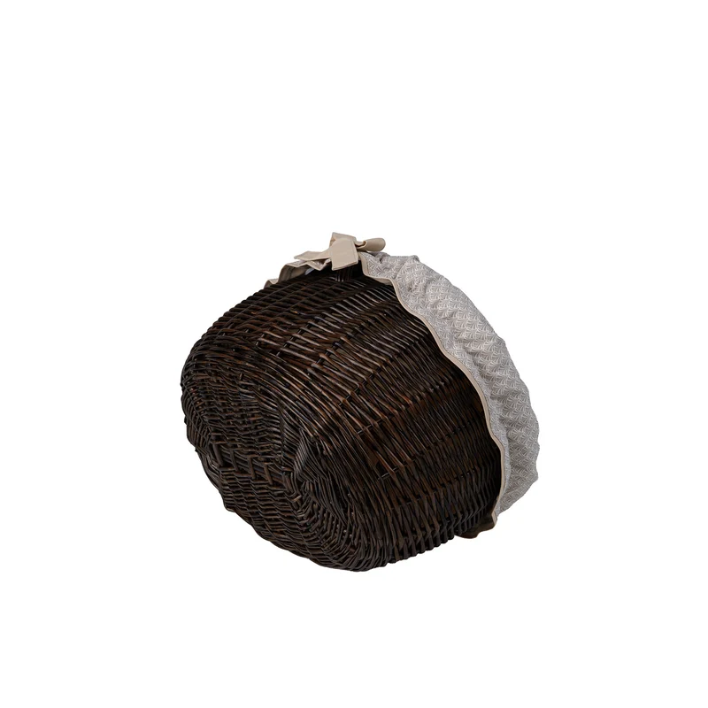 Werburga wicker shopping basket with beige trim and handle by TheWickerStories
