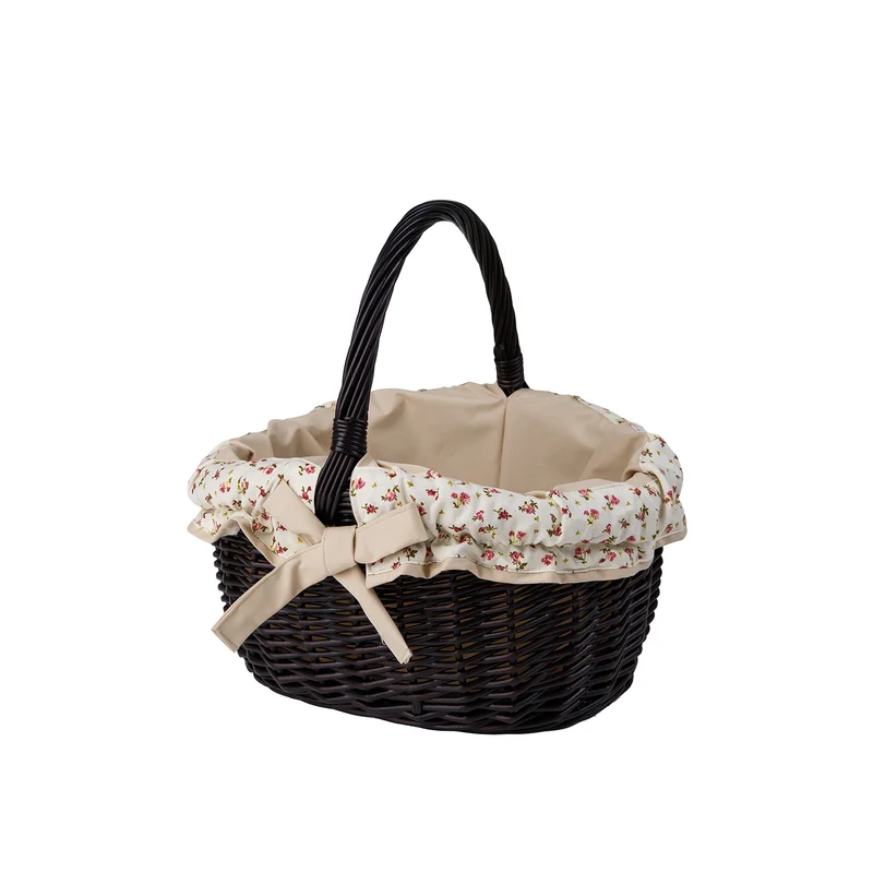 Werburga wicker shopping basket with beige trim and handle TheWickerStories
