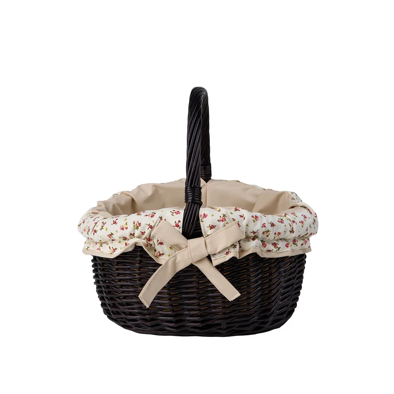 Werburga wicker shopping basket with beige trim and handle TheWickerStories