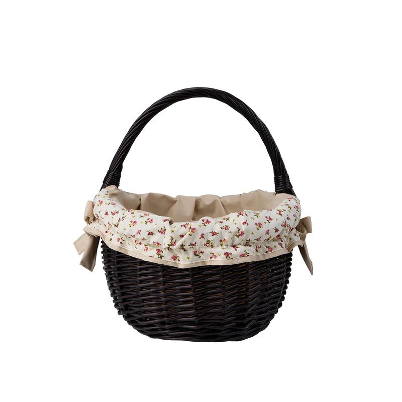 Werburga wicker shopping basket with beige trim and handle TheWickerStories