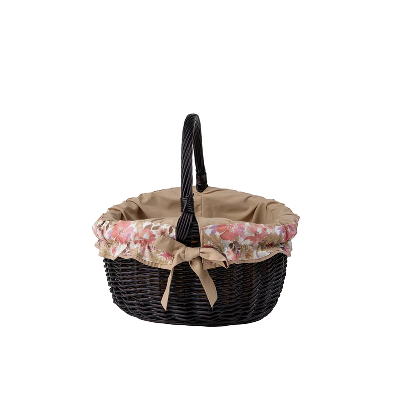 Werburga wicker shopping basket with beige trim and handle TheWickerStories