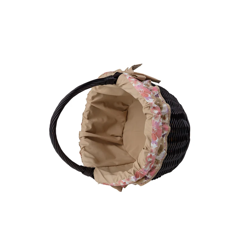 Werburga wicker shopping basket with beige trim and handle TheWickerStories