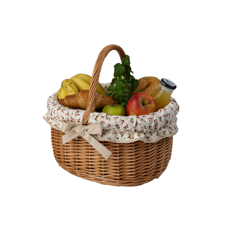 Werburga wicker shopping basket with beige trim and handle TheWickerStories
