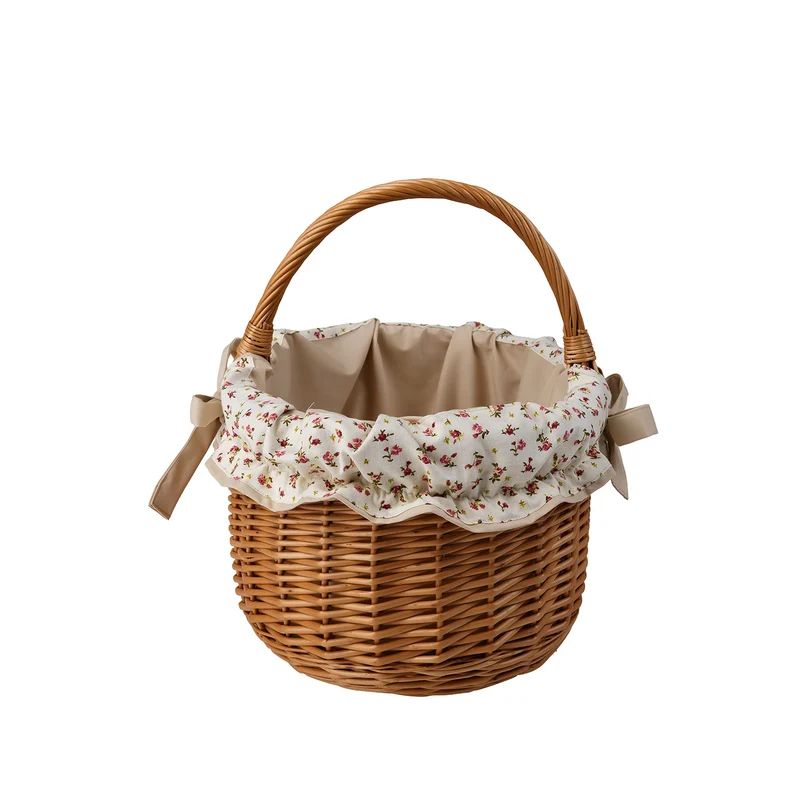 Werburga wicker shopping basket with beige trim and handle TheWickerStories