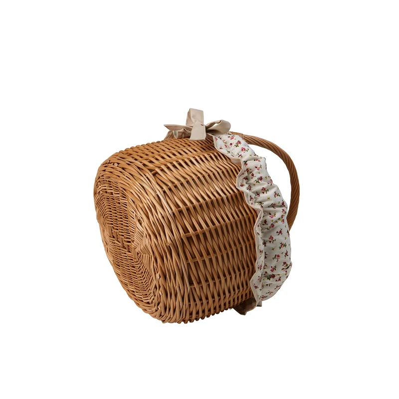 Werburga wicker shopping basket with beige trim and handle TheWickerStories
