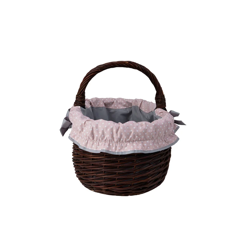 Felis wicker shopping basket with gray trim and handle from TheWickerStories