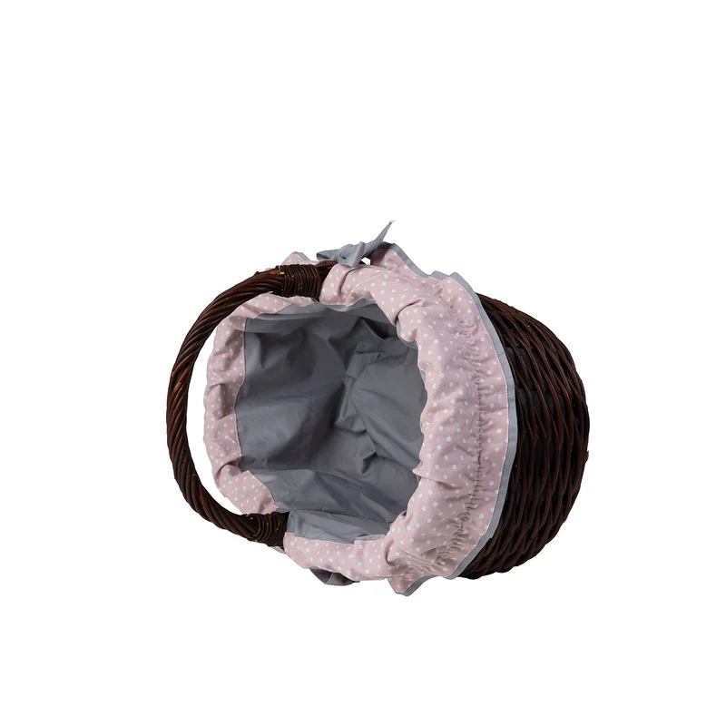 Felis wicker shopping basket with gray trim and handle from TheWickerStories