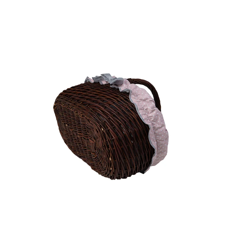 Felis wicker shopping basket with gray trim and handle from TheWickerStories