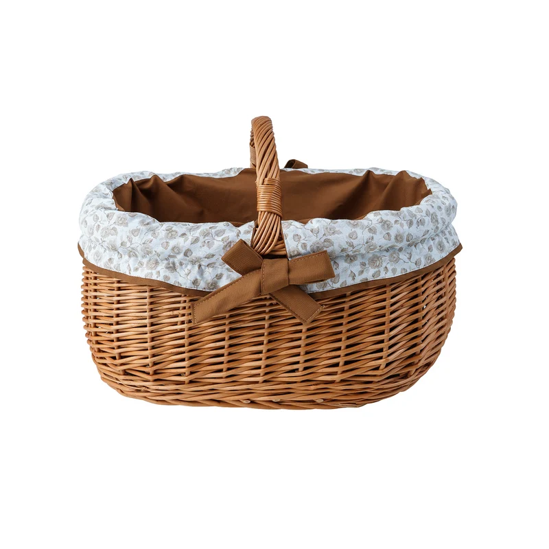 Wendissa wicker shopping basket, mushroom and picnic basket, decorative gift basket with trim TheWickerStories