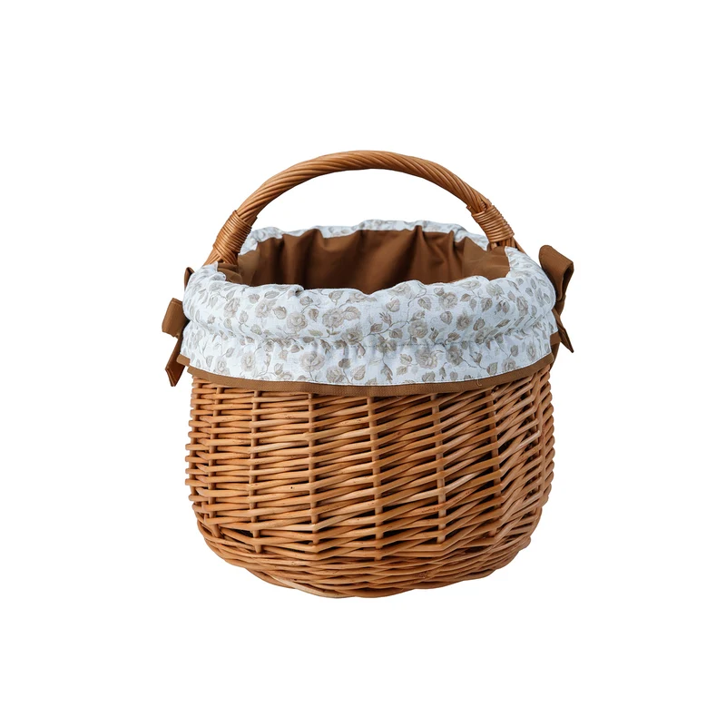 Wendissa wicker shopping basket, mushroom and picnic basket, decorative gift basket with trim TheWickerStories