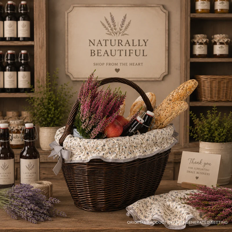 Walissa wicker shopping basket, mushroom and picnic basket, decorative gift basket with trim TheWickerStories