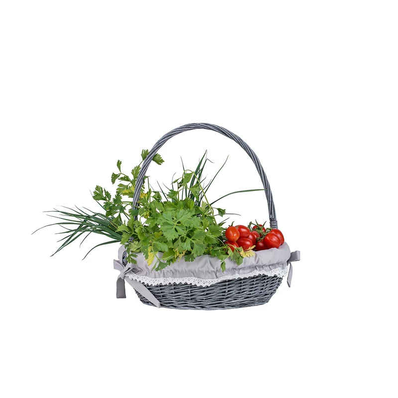 Zerena wicker display basket with gray trim, set of 2 pcs. TheWickerStories
