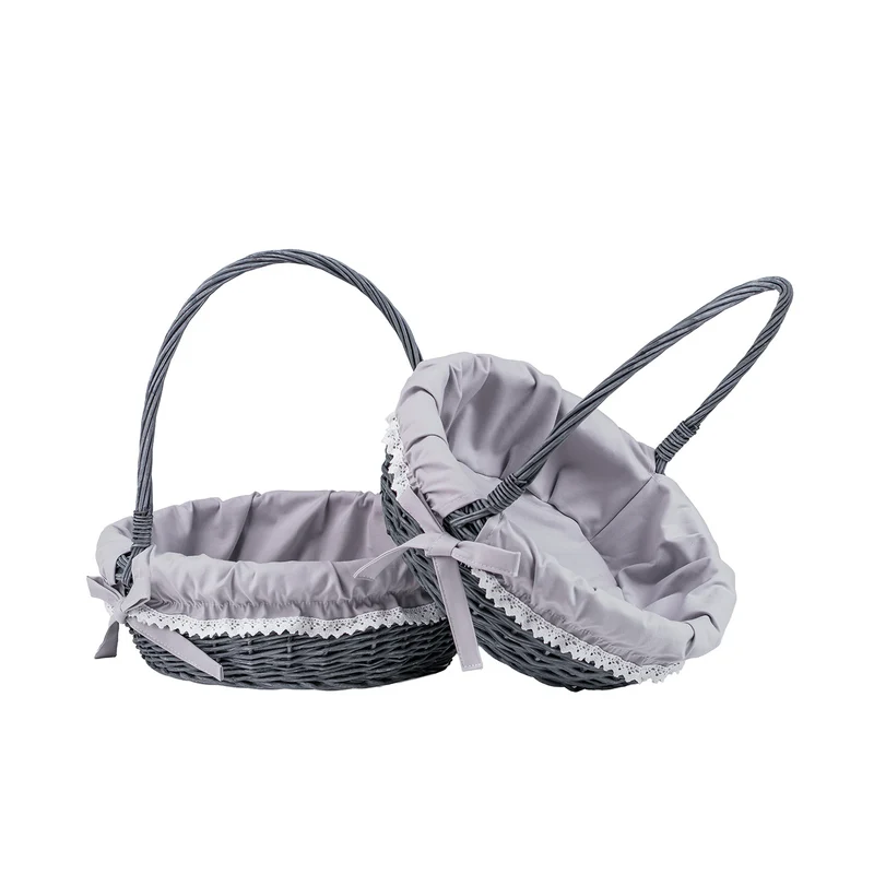 Zerena wicker display basket with gray trim, set of 2 pcs. TheWickerStories