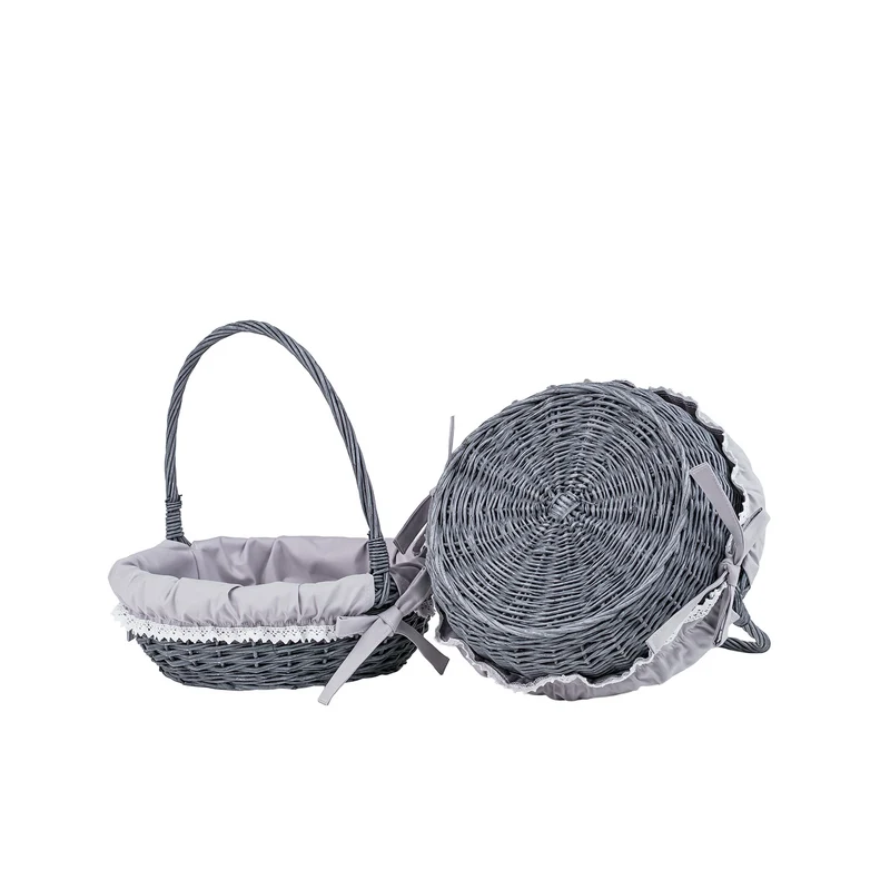 Zerena wicker display basket with gray trim, set of 2 pcs. TheWickerStories