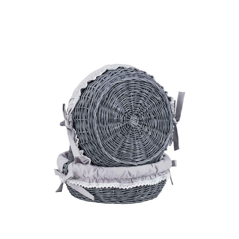 Zerena wicker display basket with gray trim, set of 2 pcs. TheWickerStories