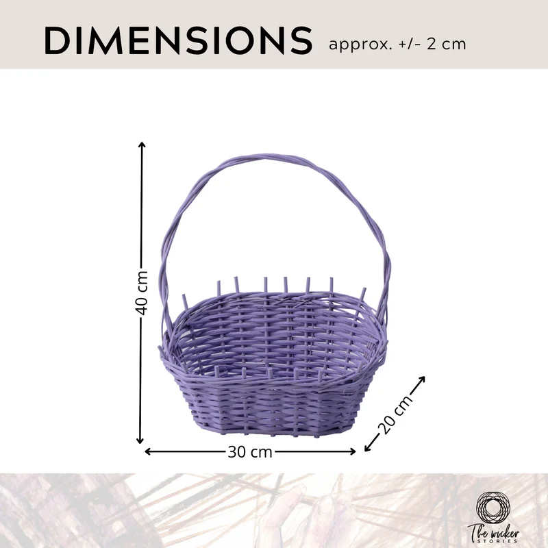 Zisoria wicker gift basket with dartki for flowers and sweets, with tall handle, set of 3 TheWickerStories