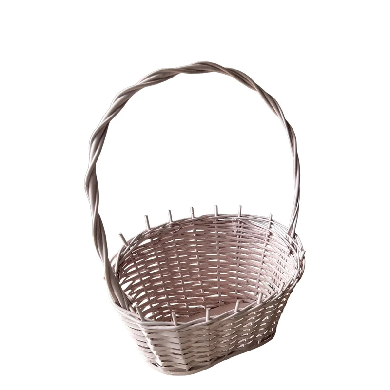 Zisoria wicker gift basket with compartments for flowers and sweets, high handle, set of 3, TheWickerStories