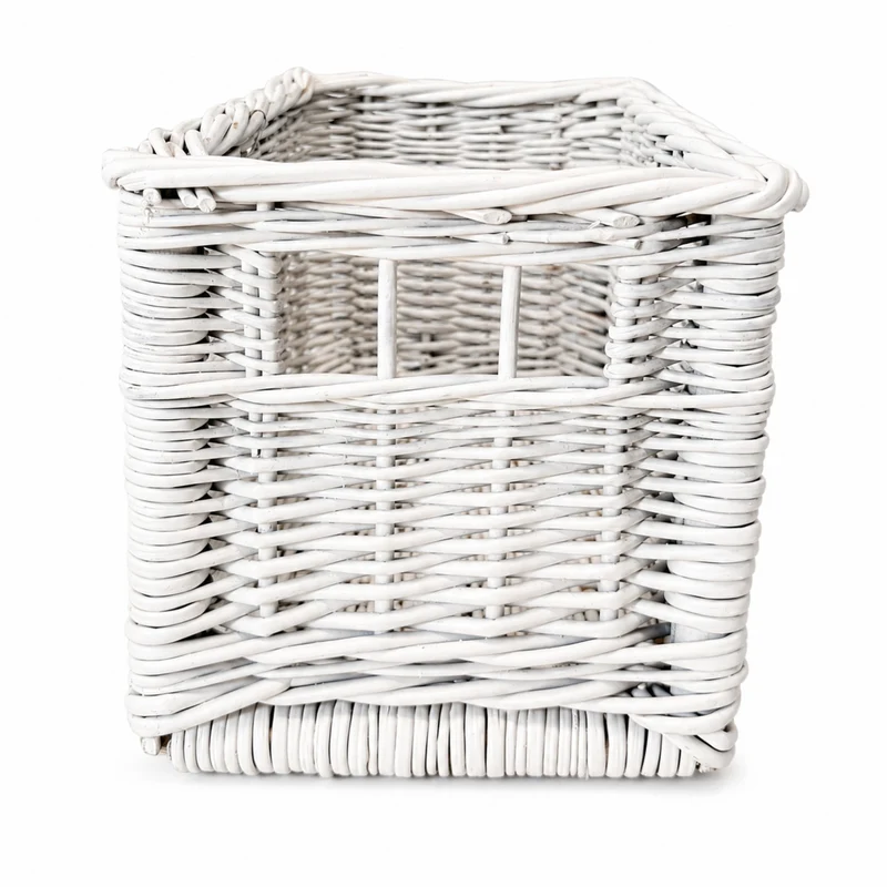 Novinus wicker organizer basket with navy trim TheWickerStories