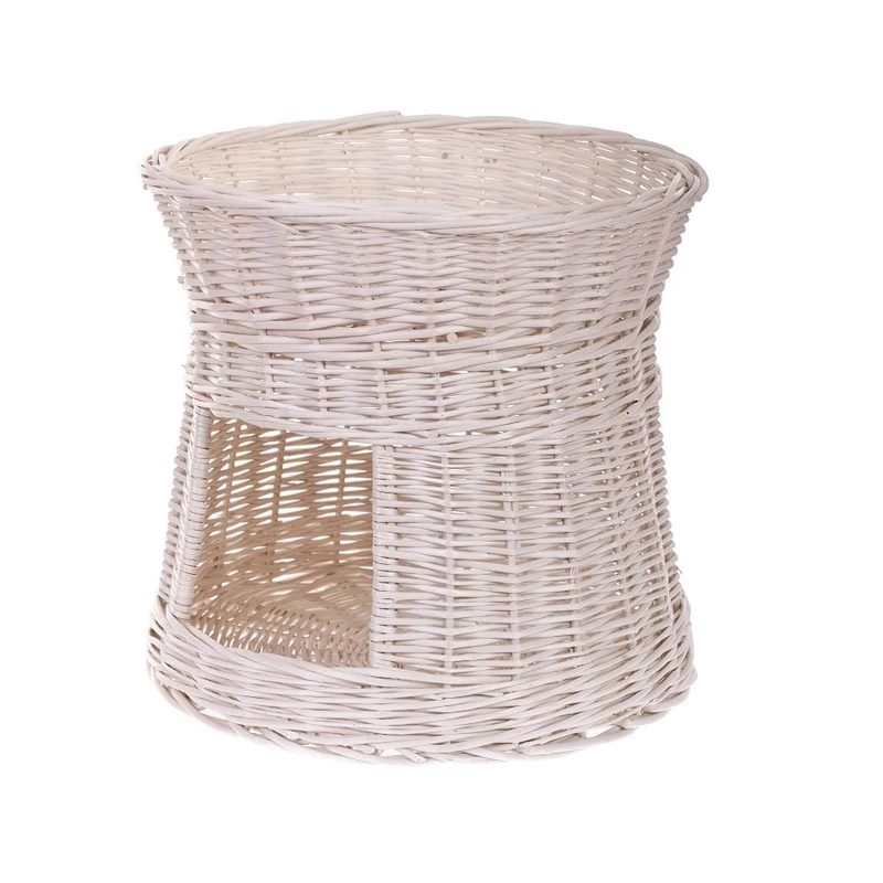 Eralis wicker cat house with rooftop bed TheWickerStories