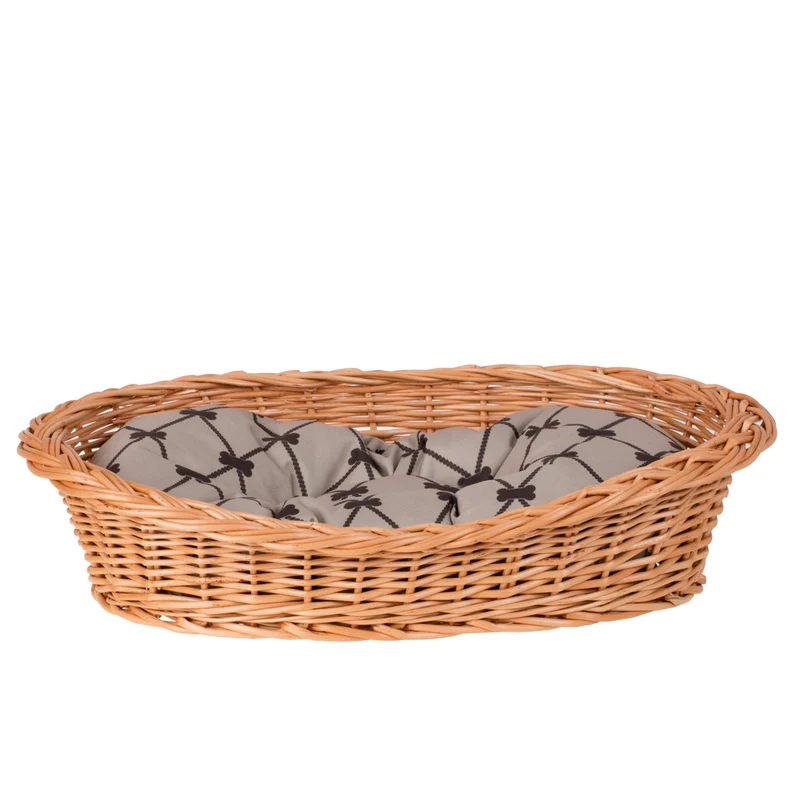 Enovia wicker pet basket with cushion for dogs and cats TheWickerStories
