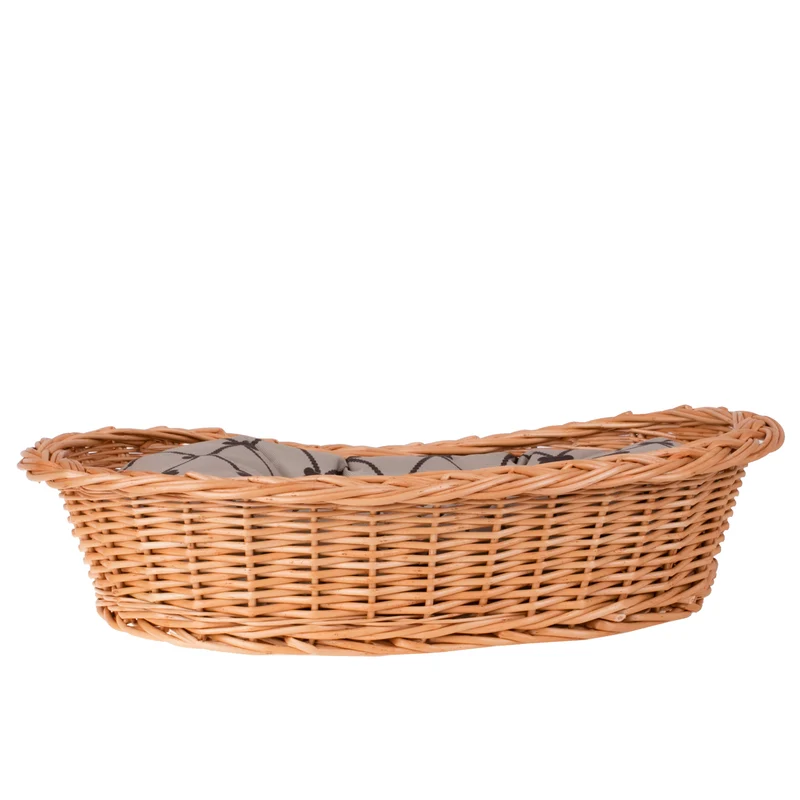 Enovia wicker pet basket with cushion for dogs and cats TheWickerStories