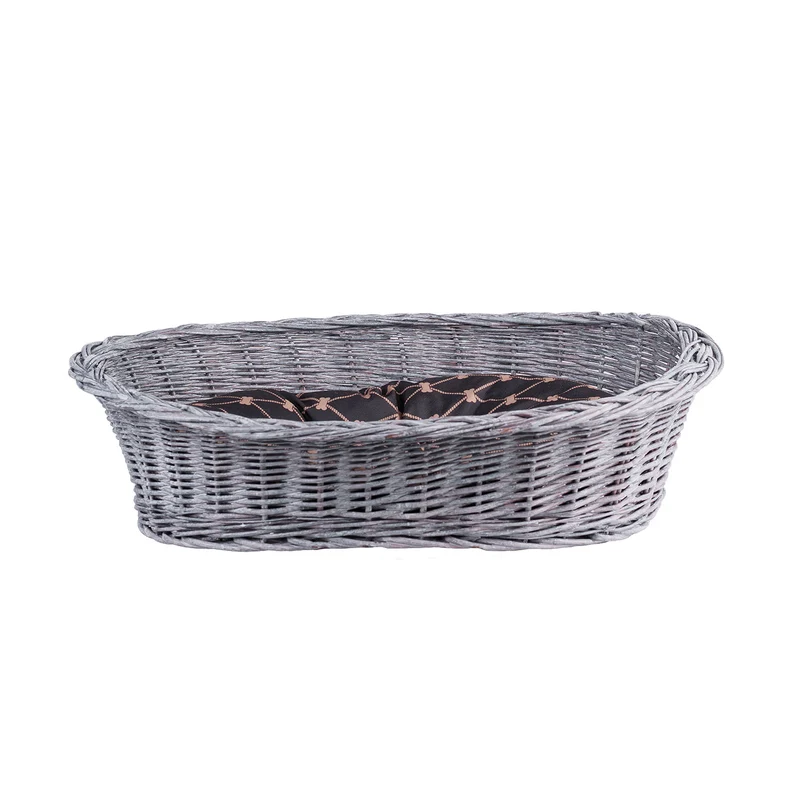 Enovia wicker pet basket with cushion for dogs and cats TheWickerStories
