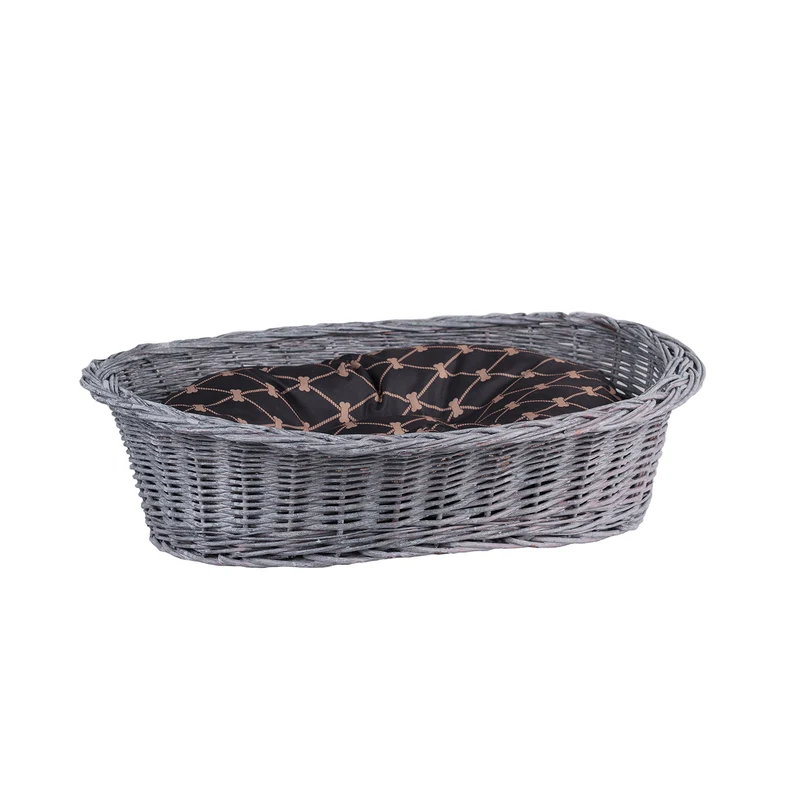 Enovia wicker pet basket with cushion for dogs and cats TheWickerStories